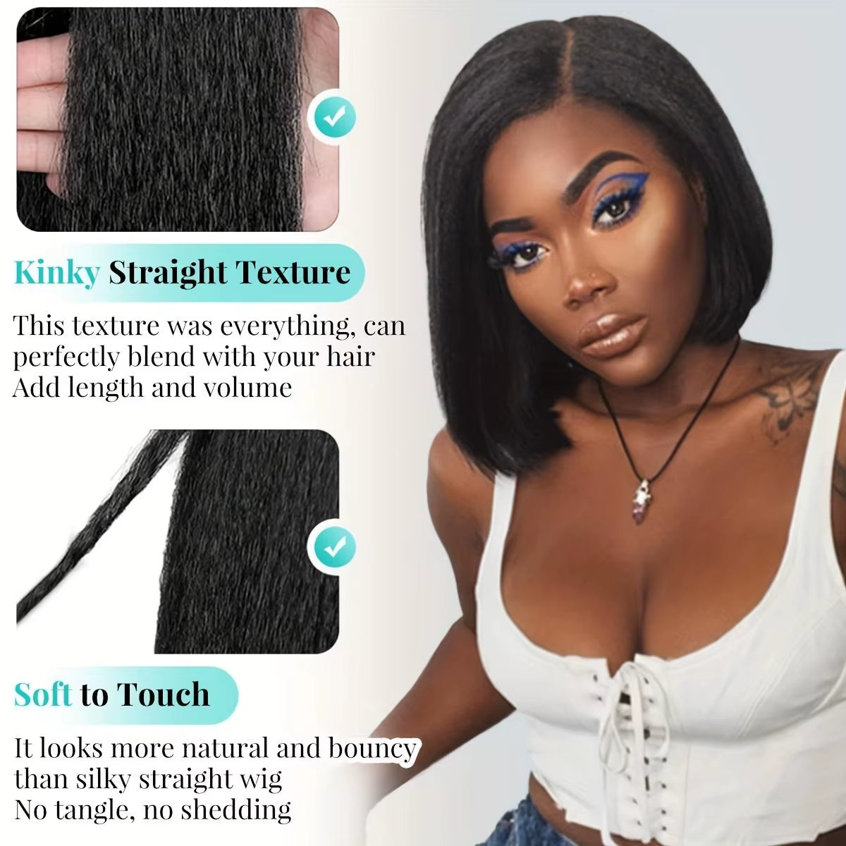 Kinky Straight 13X4 HD Lace Front Human Hair Wigs for Women Glueless Transparent Brazilian Coarse Yaki Remy Lace Frontal Wigs