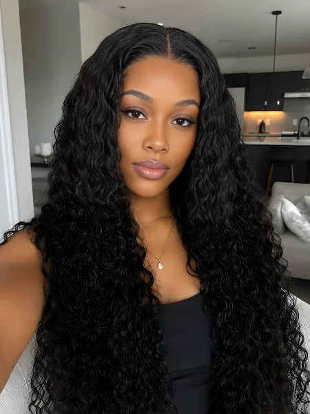 Woman Wearing 13x4 HD Lace 250% Density Deep Wave Wig | Wigzu