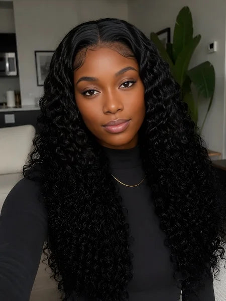 Woman Wearing 42 Inch HD Lace Frontal Deep Wave Wig | Wigzu