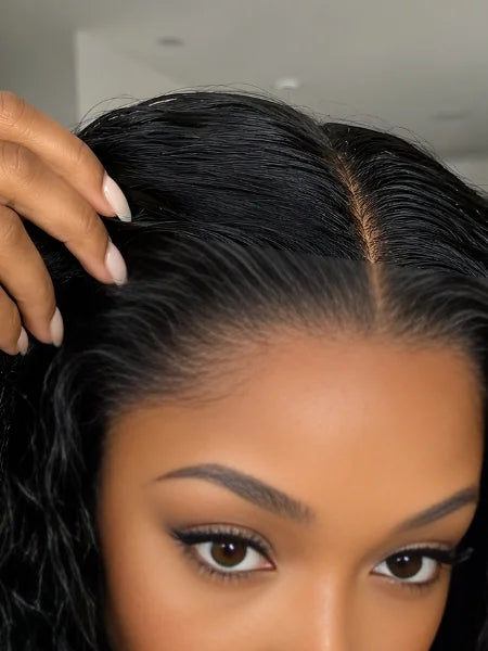 Close-Up of HD Lace Frontal Hairline - Deep Wave Wig 250% Density | Wigzu