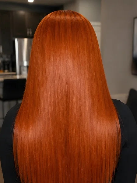 Back View of HD Lace Ginger Orange Frontal Wig | Wigzu