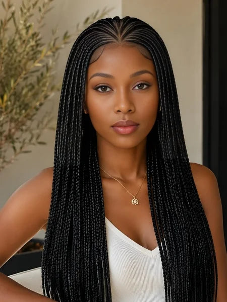 Woman Wearing 13x6 HD Lace Glueless Braided Wig | Wigzu