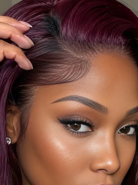 13x6 HD Lace Burgundy 99J Glueless Frontal Wig - WIGZU