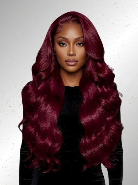 13x6 HD Lace Burgundy 99J Glueless Frontal Wig - WIGZU