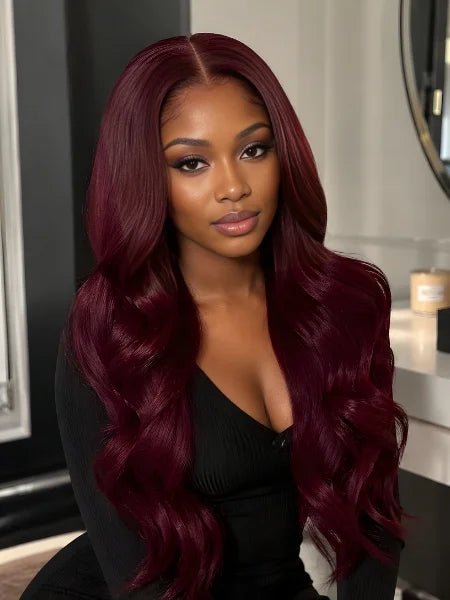 13x6 HD Lace Burgundy 99J Glueless Frontal Wig - WIGZU