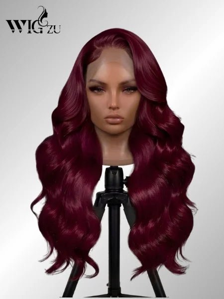 13x6 HD Lace Burgundy 99J Glueless Frontal Wig - WIGZU