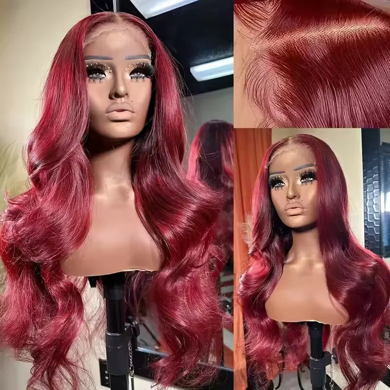 13x6 HD Lace Burgundy 99J Glueless Frontal Wig