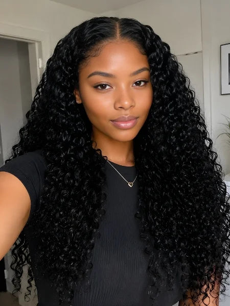 Woman Wearing 13x4 HD Lace Jerry Curly Frontal Wig | Wigzu