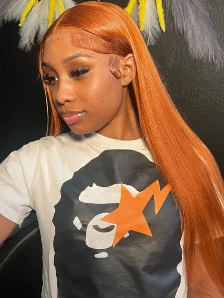 HD Lace Ginger Orange Frontal Wig 180% Density