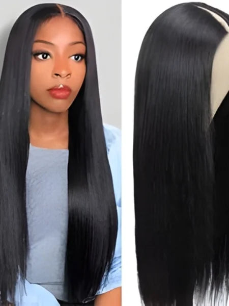 Silky Straight V-Part Glueless Human Hair Wig