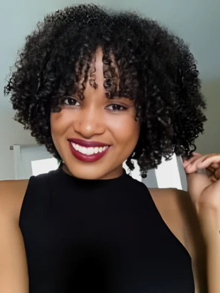 Short Curly Pixie Cut Glueless 180% Density
