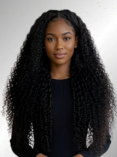 200% Density Curly HD Lace Front Human Hair Wig - WIGZU