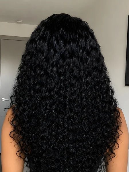 210% Density V-Part Curly Human Hair Glueless Wig - WIGZU