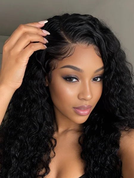 210% Density V-Part Curly Human Hair Glueless Wig - WIGZU