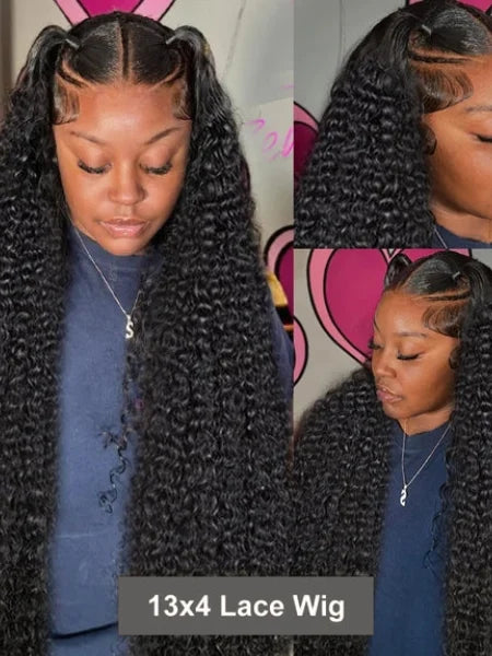 30"-40" Curly HD Lace Front Deep Wave Wig
