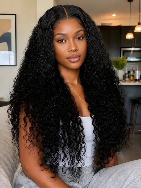 30"-40" Curly HD Lace Front Deep Wave Wig - WIGZU