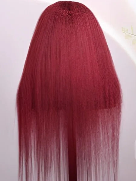 13x4 HD Lace Burgundy Kinky Straight Glueless Wig