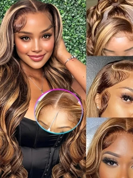 4/27 Honey Blonde Ombre Body Wave HD Lace Frontal Wig