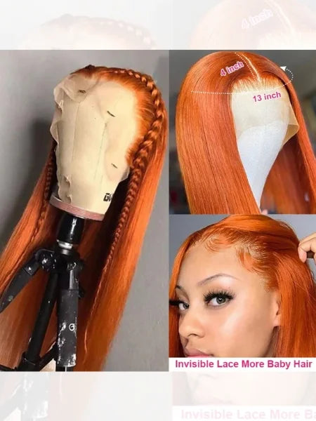 HD Lace Ginger Orange Frontal Wig 180% Density