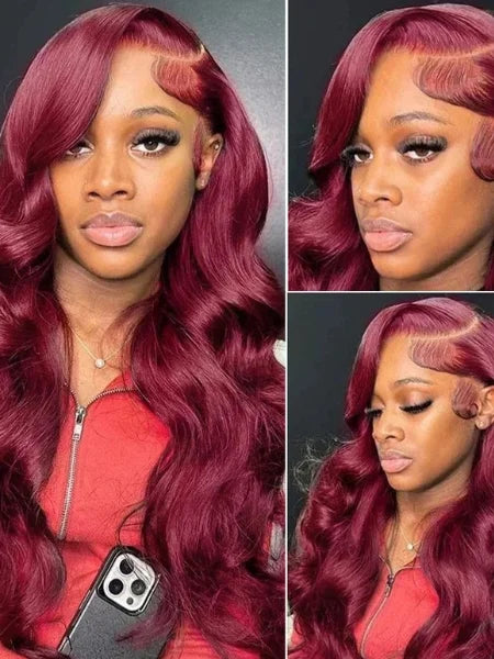 99J Burgundy Body Wave HD Lace Frontal Wig 220% Density