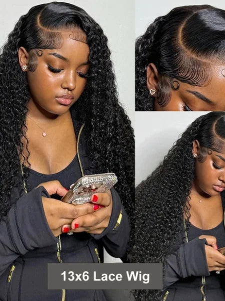 30"-40" Curly HD Lace Front Deep Wave Wig