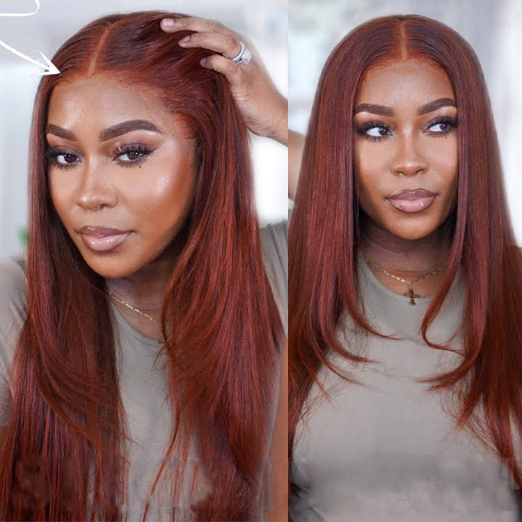 4x4 HD Lace Reddish Brown Glueless Closure Wig 150% Density