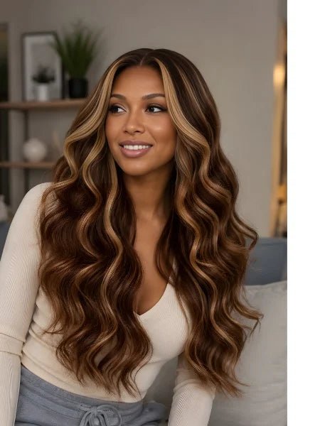 4/27 Honey Blonde Ombre Body Wave HD Lace Frontal Wig - WIGZU