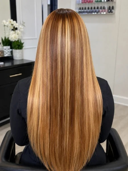 4/27 Highlight Straight 13x6 HD Lace Front Wig 200% Density