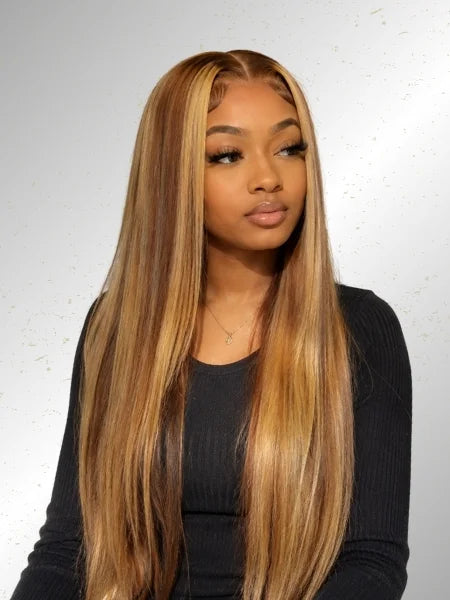 4/27 Highlight Straight 13x6 HD Lace Front Wig 200% Density