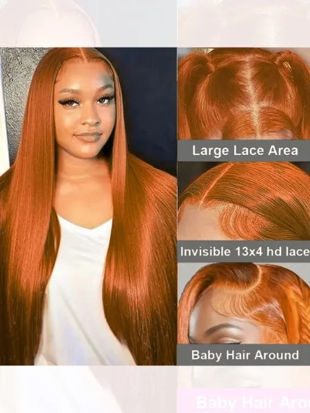 HD Lace Ginger Orange Frontal Wig 180% Density