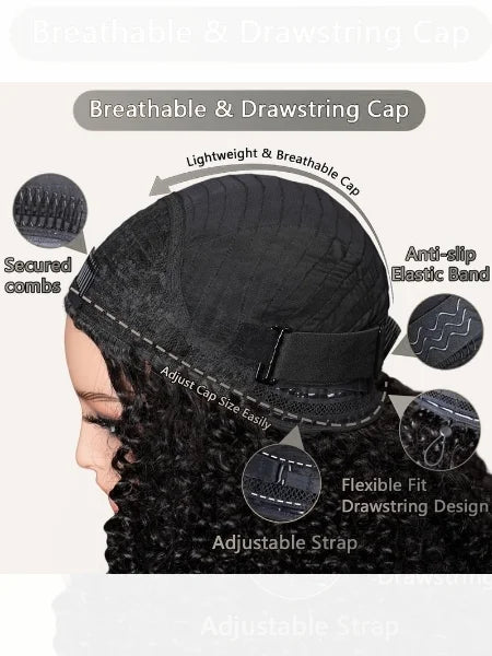 3-in-1 Flip Half Wig Glueless Human Hair 180% Density