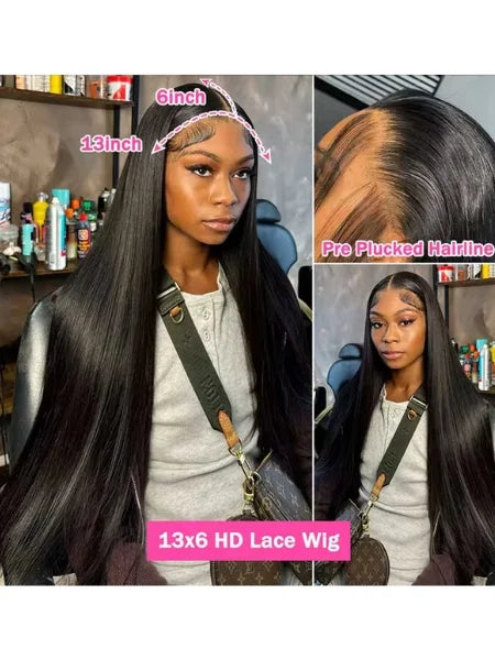 Straight Human Hair 13x6 Lace Wig 250% Density