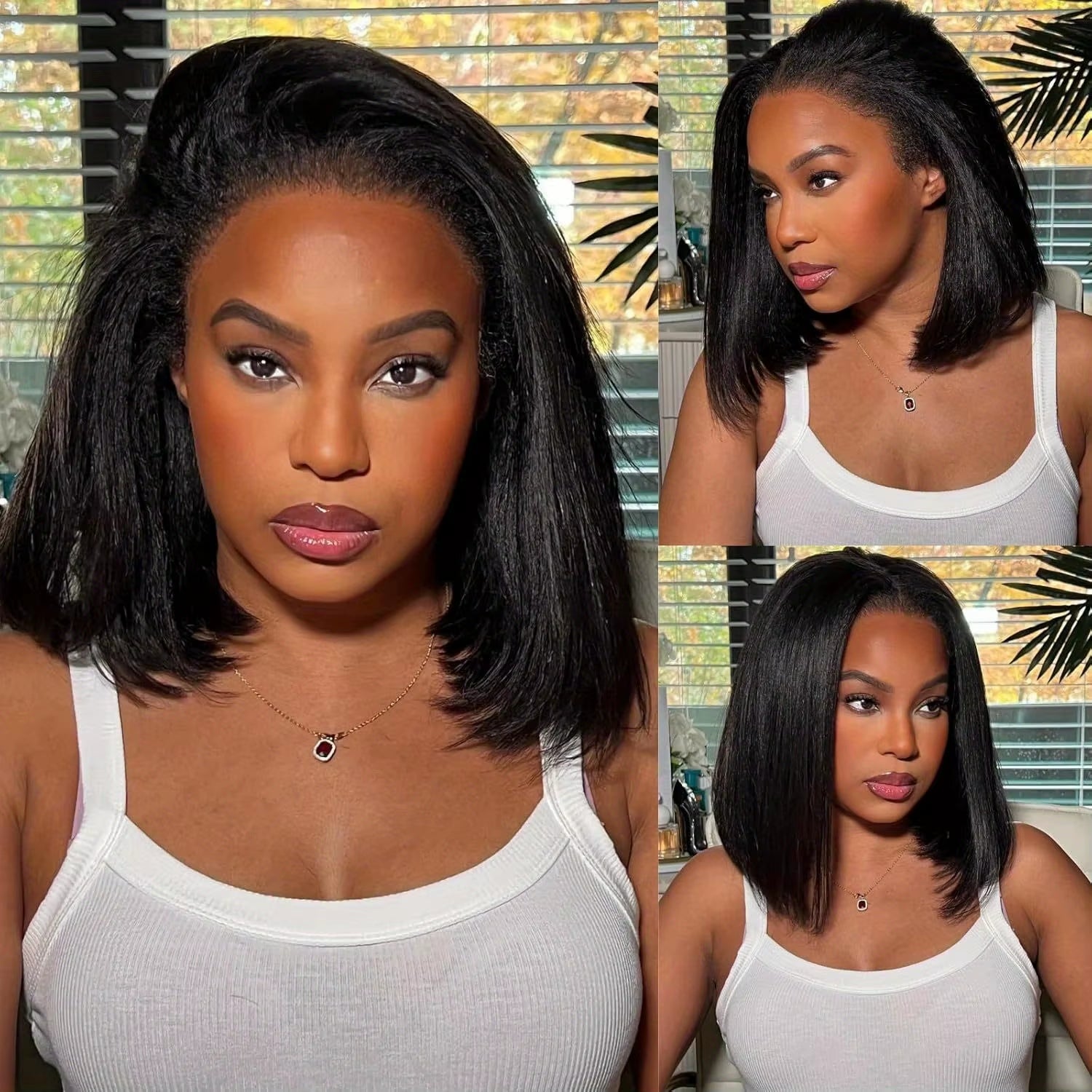 Kinky Straight 13X4 HD Lace Front Human Hair Wigs for Women Glueless Transparent Brazilian Coarse Yaki Remy Lace Frontal Wigs