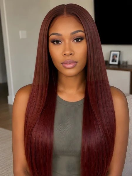 4x4 HD Lace Reddish Brown Glueless Closure Wig 150% Density - WIGZU