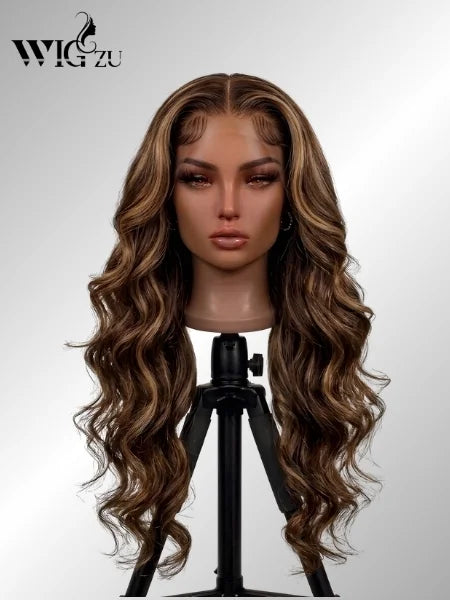 P4/27 Honey Blonde Body Wave 4x4 Lace Closure Wig 150% Density