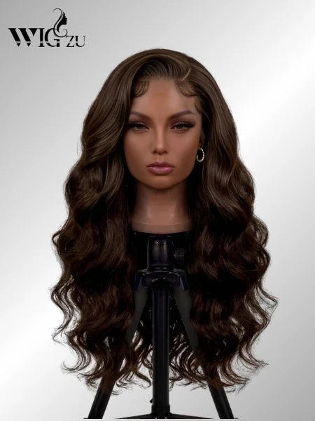 Glueless Chocolate Brown Body Wave 4x4 Lace Closure Wig 150% Density