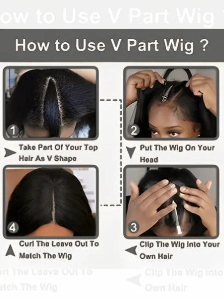 Silky Straight V-Part Glueless Human Hair Wig