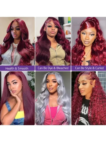 99J Burgundy Body Wave HD Lace Frontal Wig 220% Density