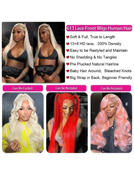 613 Honey Blonde Straight HD Lace Frontal Wig 200% Density