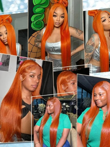 HD Lace Ginger Orange Frontal Wig 180% Density