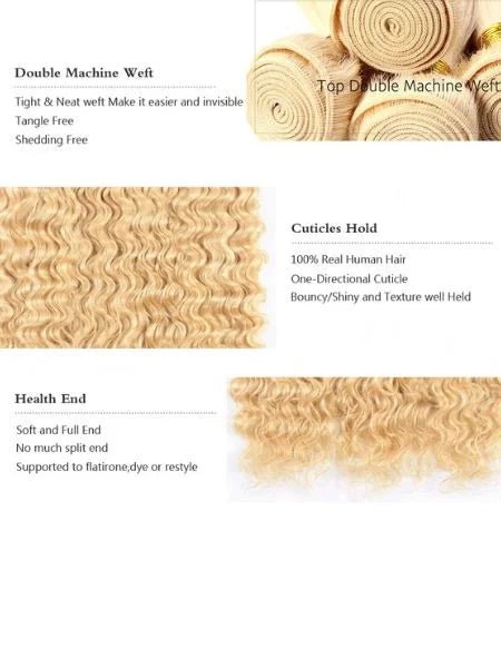 613 Blonde Deep Wave Unprocessed Human Hair Extension - WIGZU