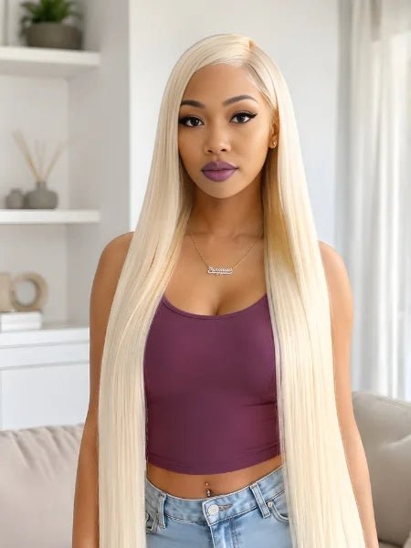 613 Honey Blonde Straight HD Lace Frontal Wig 200% Density - WIGZU