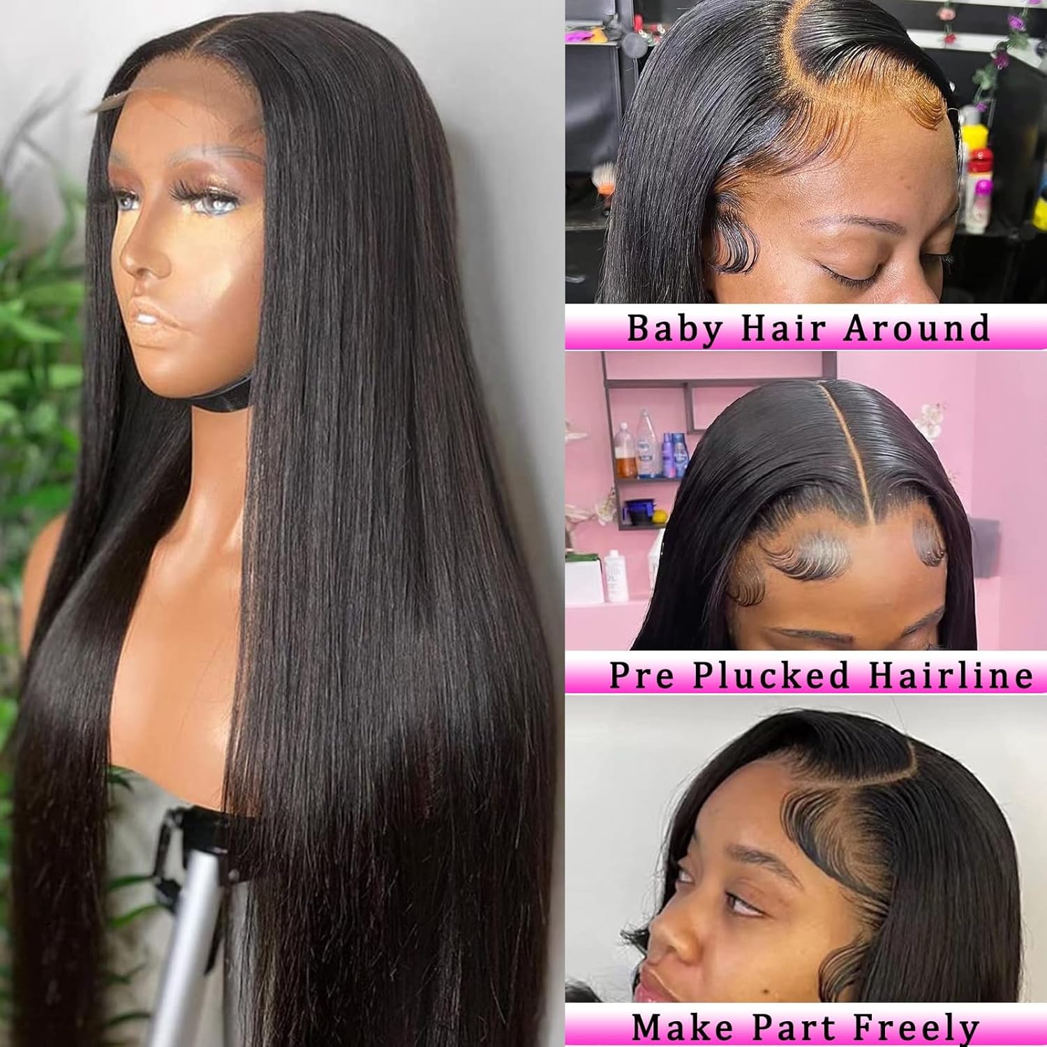 Silky Straight 4x4 Lace Closure Human Hair 150% Density Wig