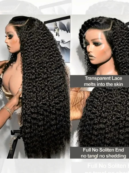 30"-40" Curly HD Lace Front Deep Wave Wig