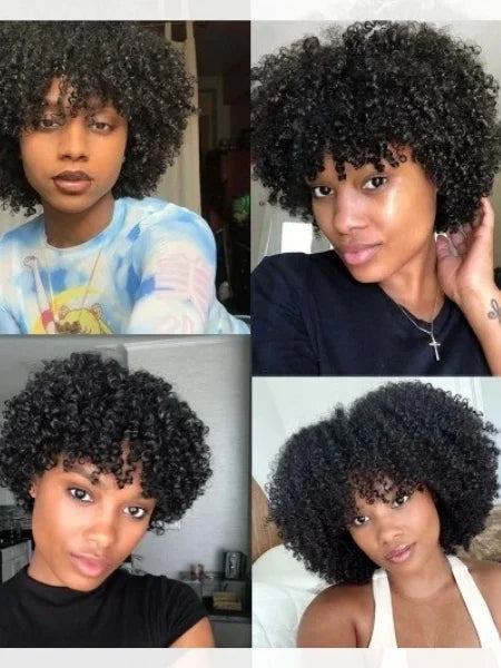 Short Curly Pixie Cut Glueless 180% Density