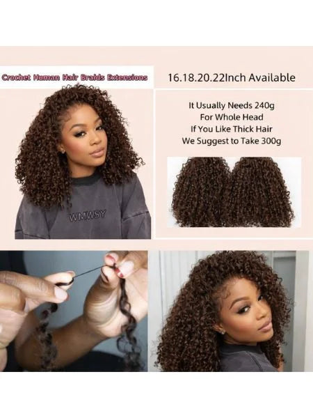 Chocolate Brown Spiral Curly Crochet Invisible Knotless, Braiding