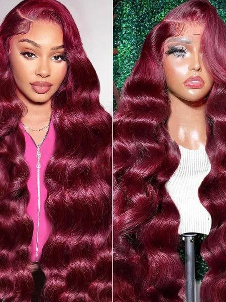 99J Burgundy Body Wave HD Lace Frontal Wig 220% Density