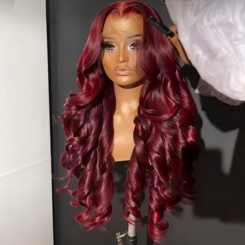 13x6 HD Lace Burgundy 99J Glueless Frontal Wig