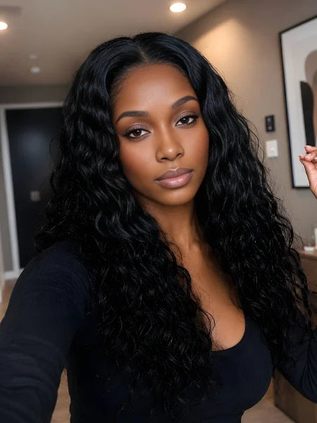 Woman Wearing Nneka Deep Wave HD Lace Glueless Wig | Wigzu