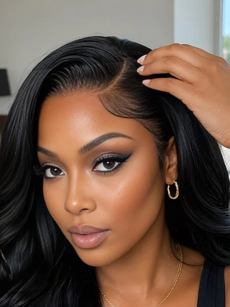 Close-Up of HD Lace Frontal Hairline - Body Wave Glueless Wig | Wigzu